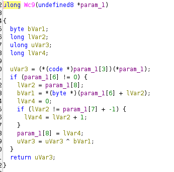 Wc9 function responsible for preparing the XOR key table